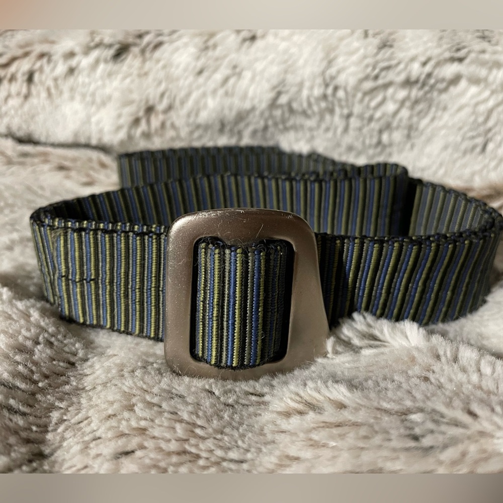 Bison Designs Woven Nylon 41” x 1” Belt Medium USA Made Black Blue Grey